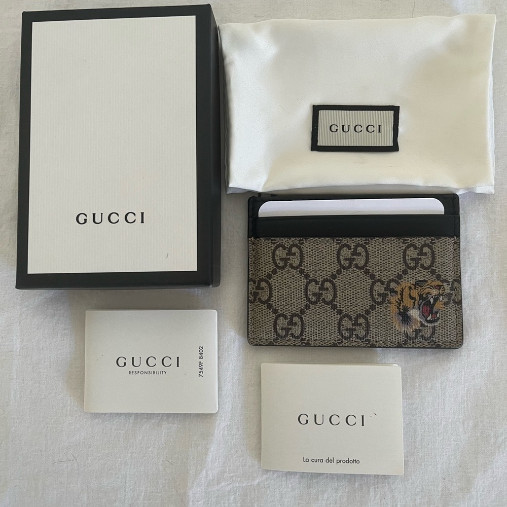 Gucci Supreme Tiger Print Card Holder Ltd Ed Dust bag,Box